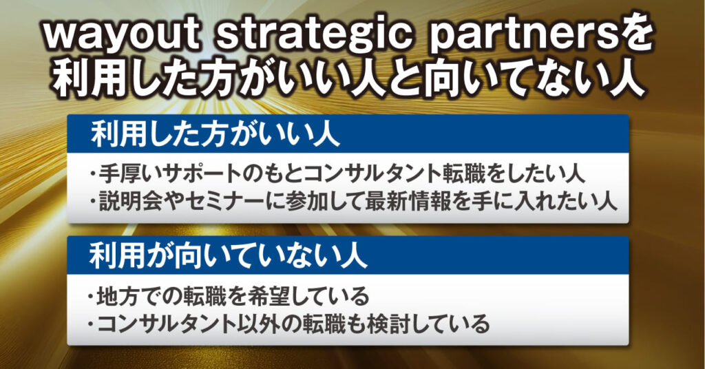 wayout strategic partnersを利用した方がいい人と向いてない人