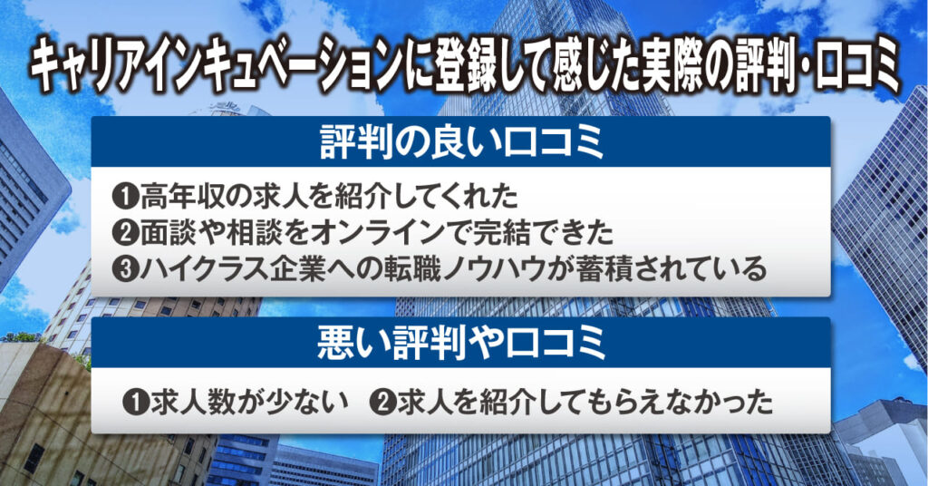 キャリアインキュベーションに登録して感じた実際の評判・口コミ
